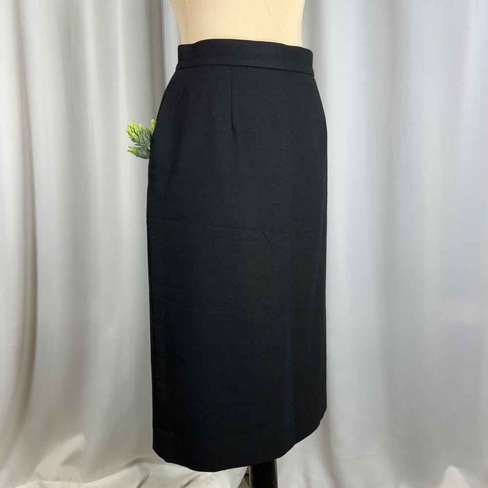 Ralph Lauren Black Wool A-Line Skirt Women 12 USA Made Classic Career Minimalist